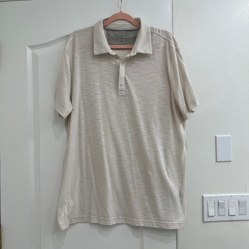 Banana Republic Vintage Tee Short Sleeve Polo Tee - XL - Cream